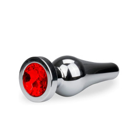 Plug Anal de Acero Plateado Pequeño 9 x 3 cm Joya Roja  | Ts Mayori...