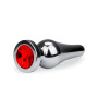 Plug Anal de Acero Plateado Pequeño 9 x 3 cm Joya Roja  | Ts Mayori...