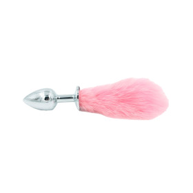 Reticulum Plug Anal Metalico Pequeño con Cola Rosa 6,5 x 2,8 cm