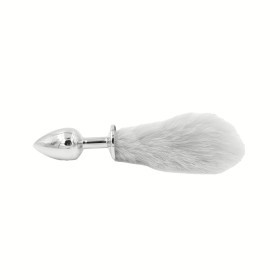 Reticulum Plug Anal Metalico Pequeño con Cola Blanca 6,5 x 2,8 cm