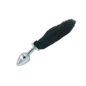 Reticulum Plug Anal Metálico Pequeño con Cola Negra 6,5 x 2,8 cm