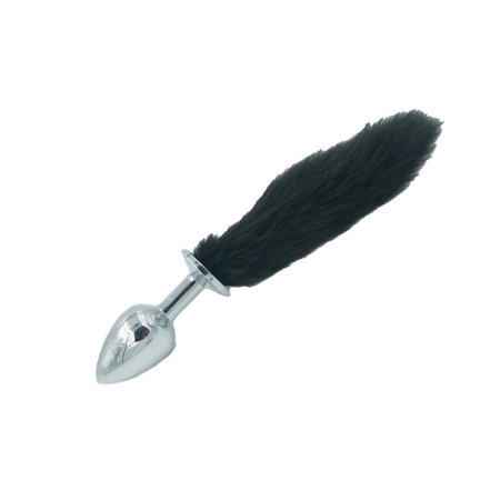 Reticulum Plug Anal Metálico Pequeño con Cola Negra 6,5 x 2,8 cm