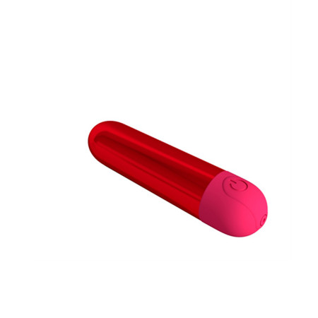 Mini Bala Metálico Rojo con 10 Modos de Vibración y Carga USB Pretty Love