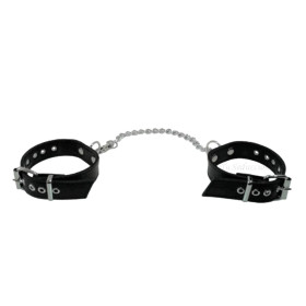 Esposas Finas de Cuero con Cadena Larga y Mosquetón Negras  | Ts Ma...