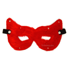 Antifaz de Cuero | Peluche Rojo  | Ts Mayorista | Sex Shop Mayorista