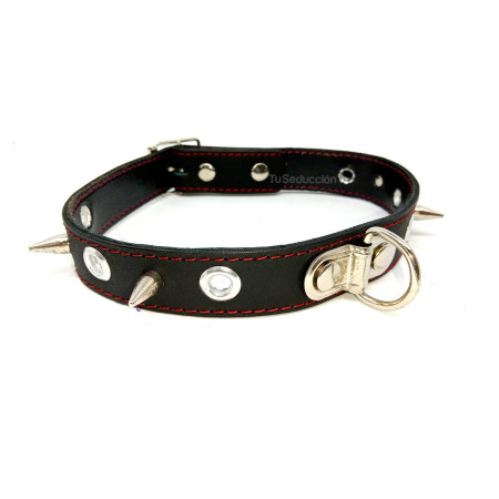 Choker de Cuero con Puas y Argolla D  | Ts Mayorista | Sex Shop May...