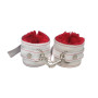 Esposas Chicas Cuero Blanco y Peluche Rojo con Mosquetón  | Ts Mayo...