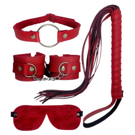 Kit Bondage BDSM 4 Piezas Rojo  | Ts Mayorista | Sex Shop Mayorista