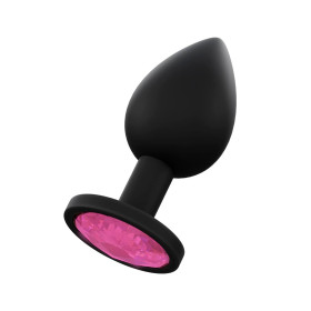 Plug Anal Mediano de Silicona Negro Joya Rosa Plug Anal Mediano de Silicona Negro Joya Rosa  | Ts Mayorista | Sex...