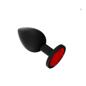 Plug Anal Pequeño de Silicona Negro Joya Roja Plug Anal Pequeño de Silicona Negro Joya Roja  | Ts Mayorista | Sex...
