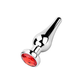 Plug Anal de Acero Plateado Pequeño 9 x 3 cm Joya Roja Plug Anal de Acero Plateado Pequeño 9 x 3 cm Joya Roja  | Ts Mayori...
