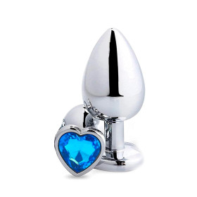 Plug Anal Pequeño de Metal Joya de Corazón Azul 7 x 2,7 cm Plug Anal Pequeño de Metal Joya de Corazón Azul 7 x 2,7 cm  | Ts Ma...